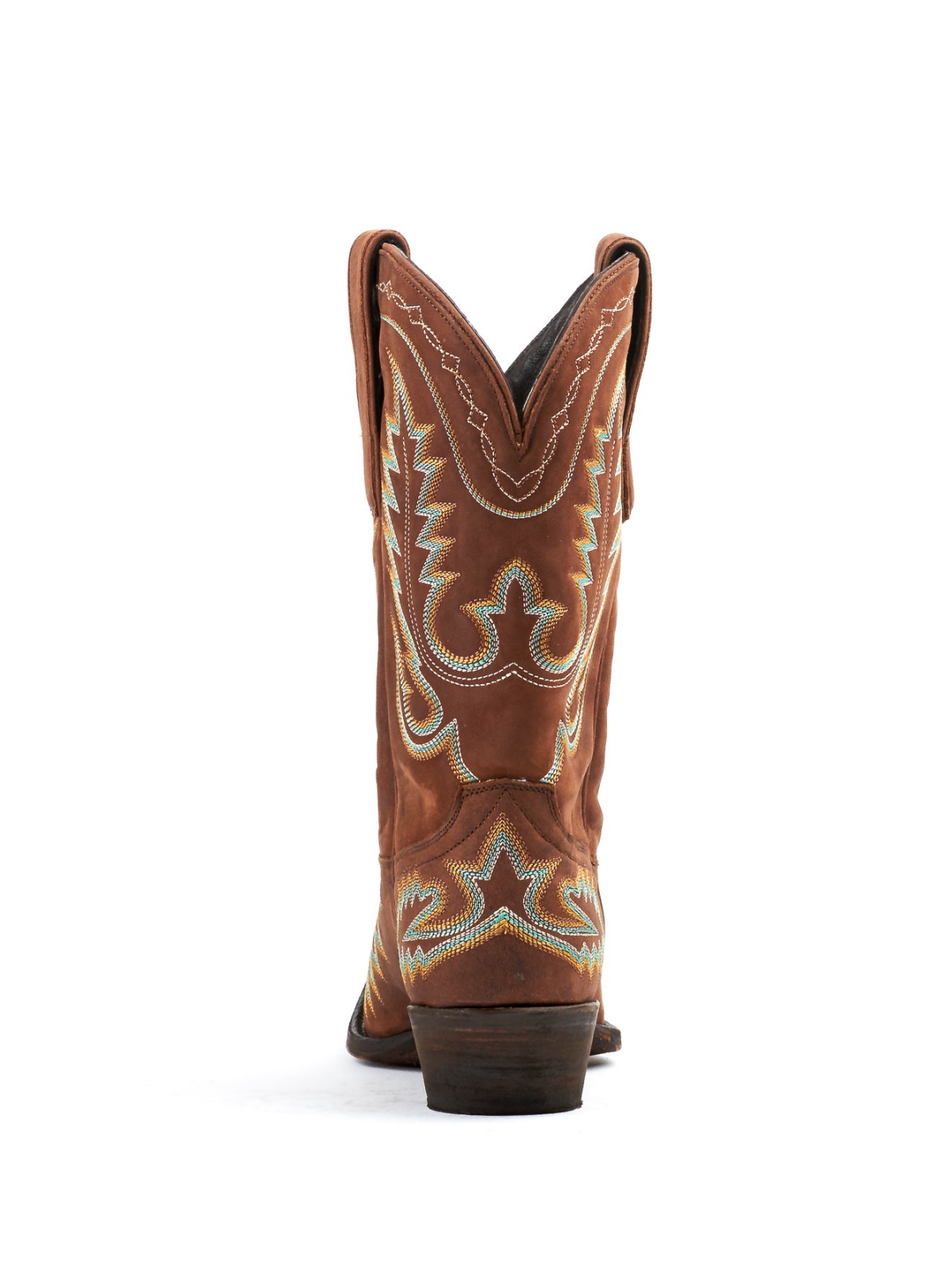 Brown Classic Snip-Toe Embroidery Wide Mid Calf Cowgirl Boots