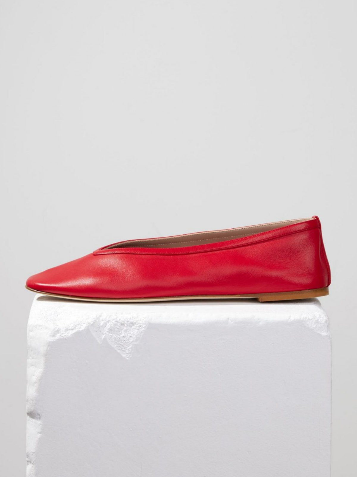 Red Square Toe Vegan Leather Slip-On Ballet Flats