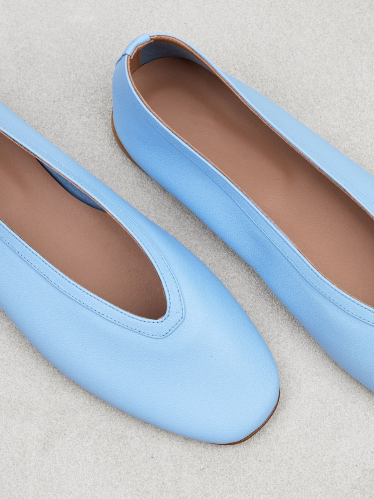 Blue Vegan Leather Square Toe Slip-On Ballet Flats