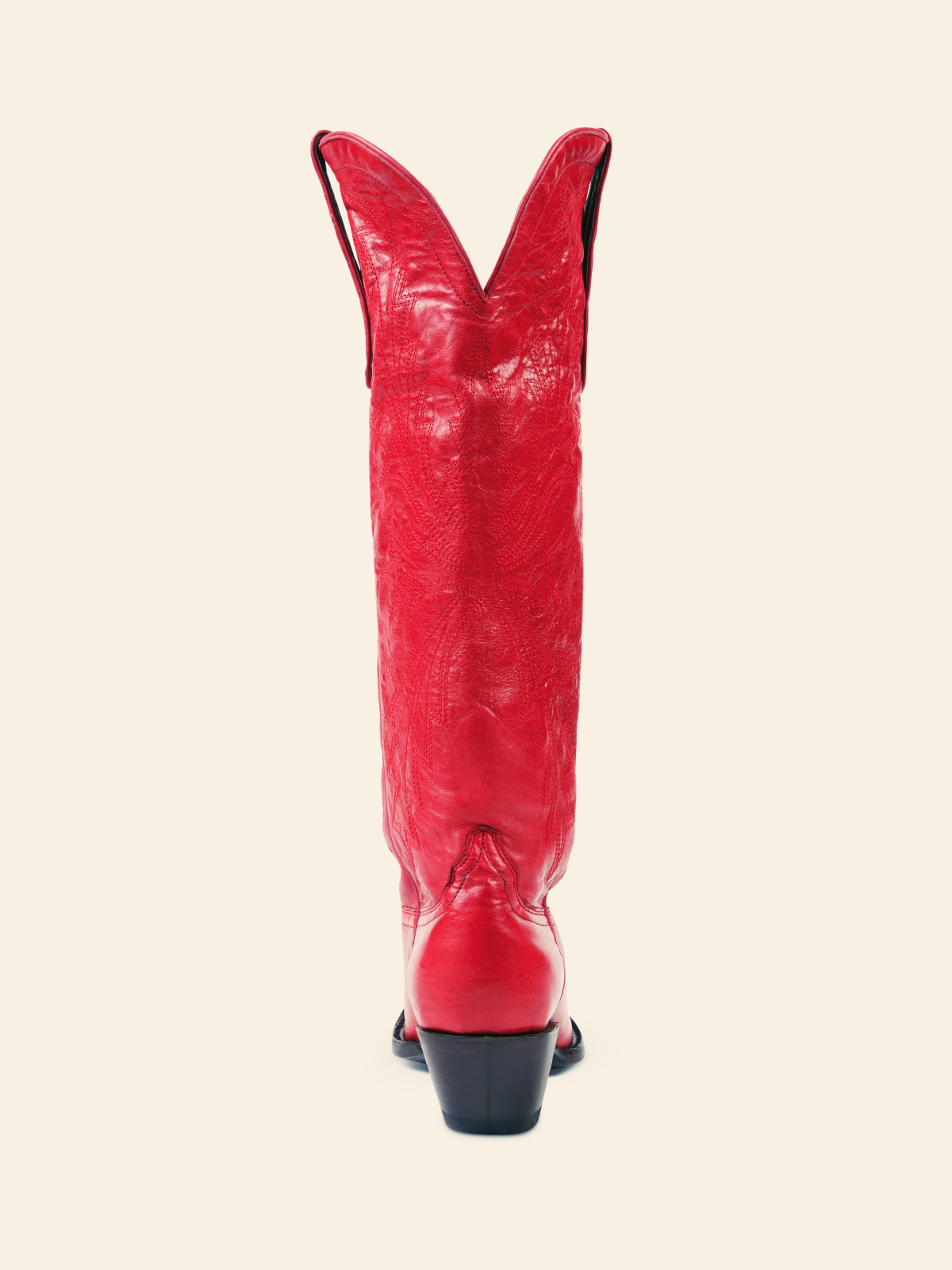 Glossy Red Embroidered Snip-Toe Knee High Western Boots Cowgirl Tall Boots