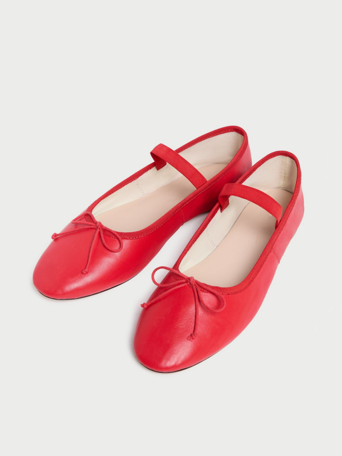 Red Bow Ballet Flats Mary Janes With Elastic Band