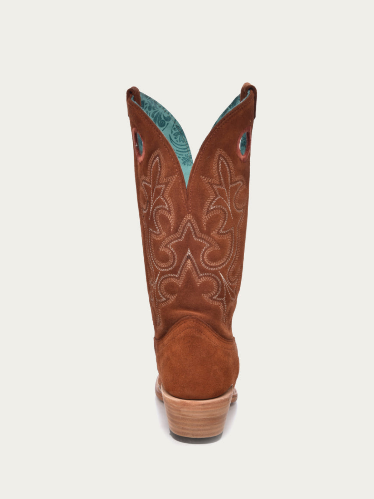 Faux Suede Cut-Out Square-Toe Embroidery Wide Mid Calf Cowgirl Boots - Brown