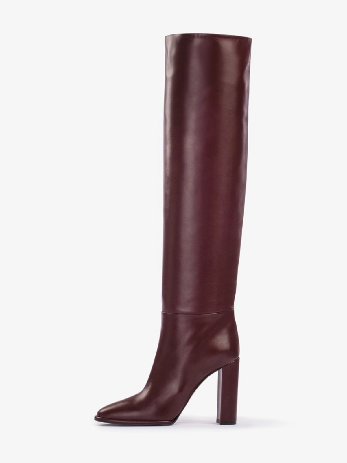 Chocolate Round-Toe Wide Calf Tall Knee High High Heel Boots