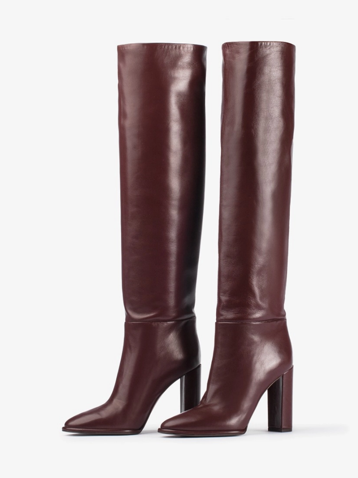 Chocolate Round-Toe Wide Calf Tall Knee High High Heel Boots