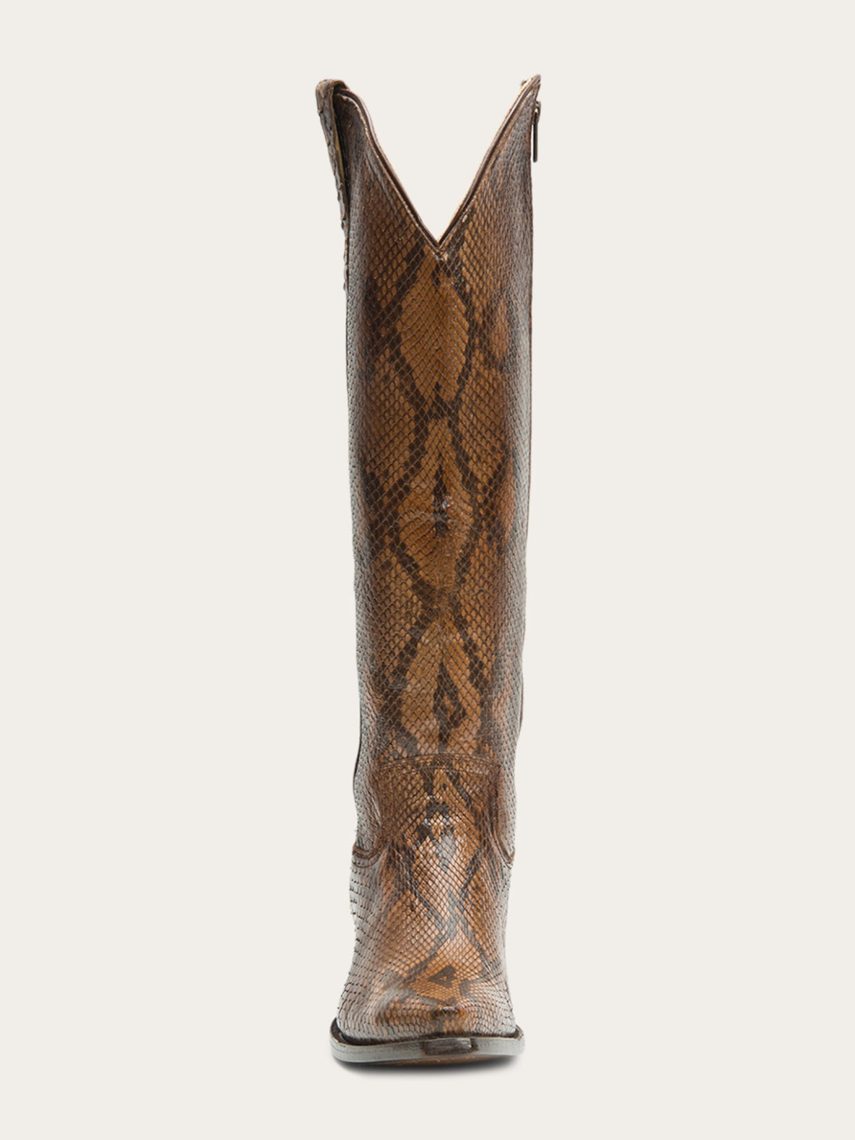 Brown Snakeskin Snip-Toe Classic Wide Calf Tall Knee High Cowgirl Boots