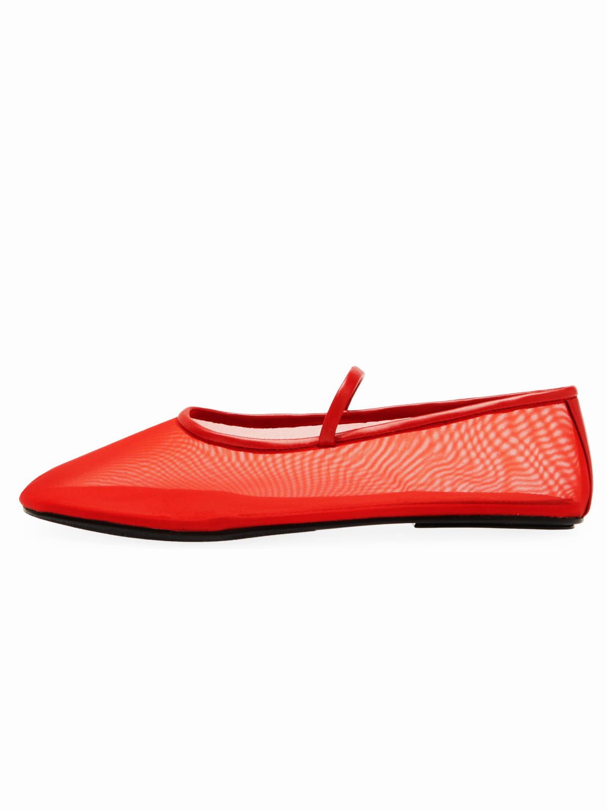 Red Semi-Transparent Mesh Ballet Flats Mary Janes