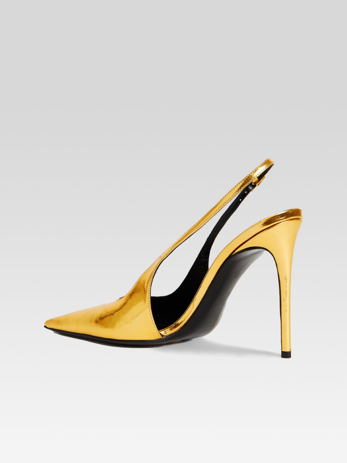 Metallic Gold Pointed-Toe Slingback High Heels