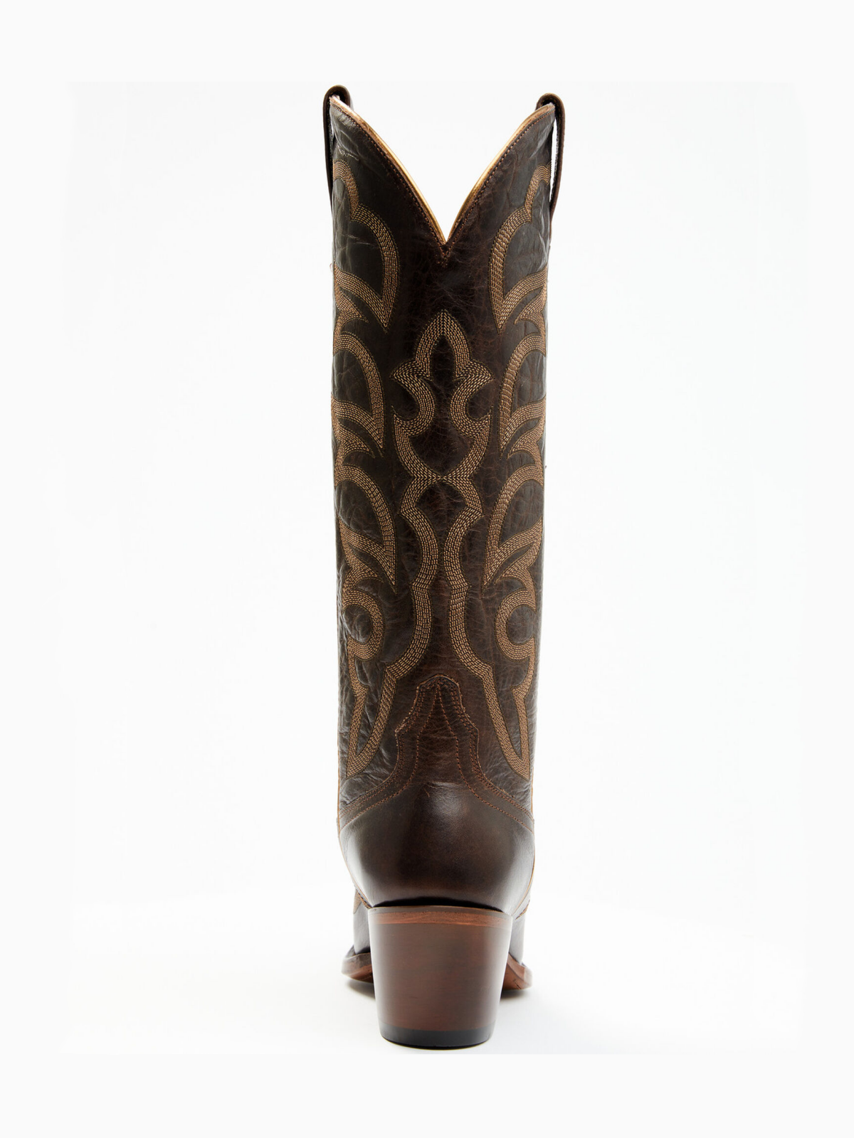 Brown Embroidery Snip-Toe Tall Wide Mid Calf Cowboy Boots For Women