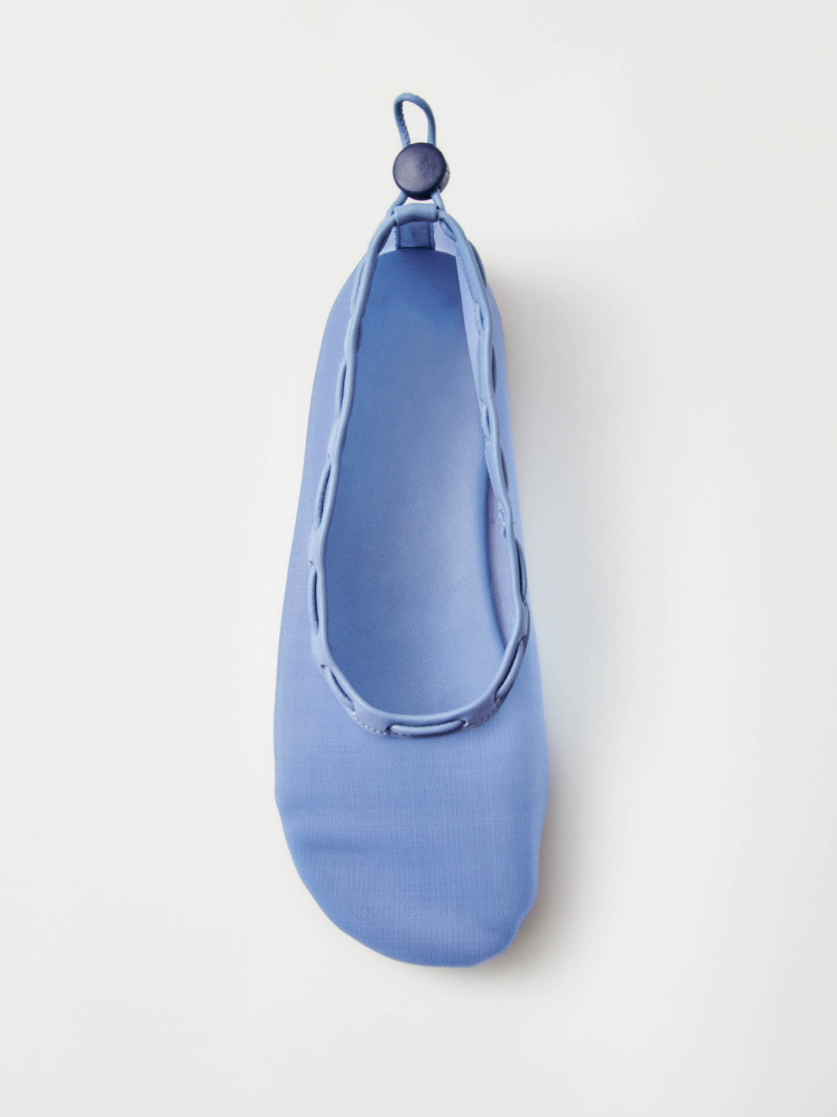 Drawstring Round-Toe Ballet Flats In Blue Mesh