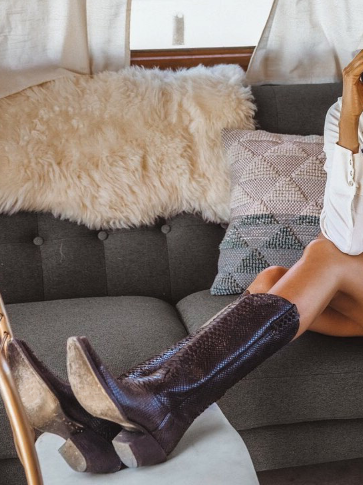 Black Snakeskin Snip-Toe Wide Mid Calf Tall Cowgirl Boots