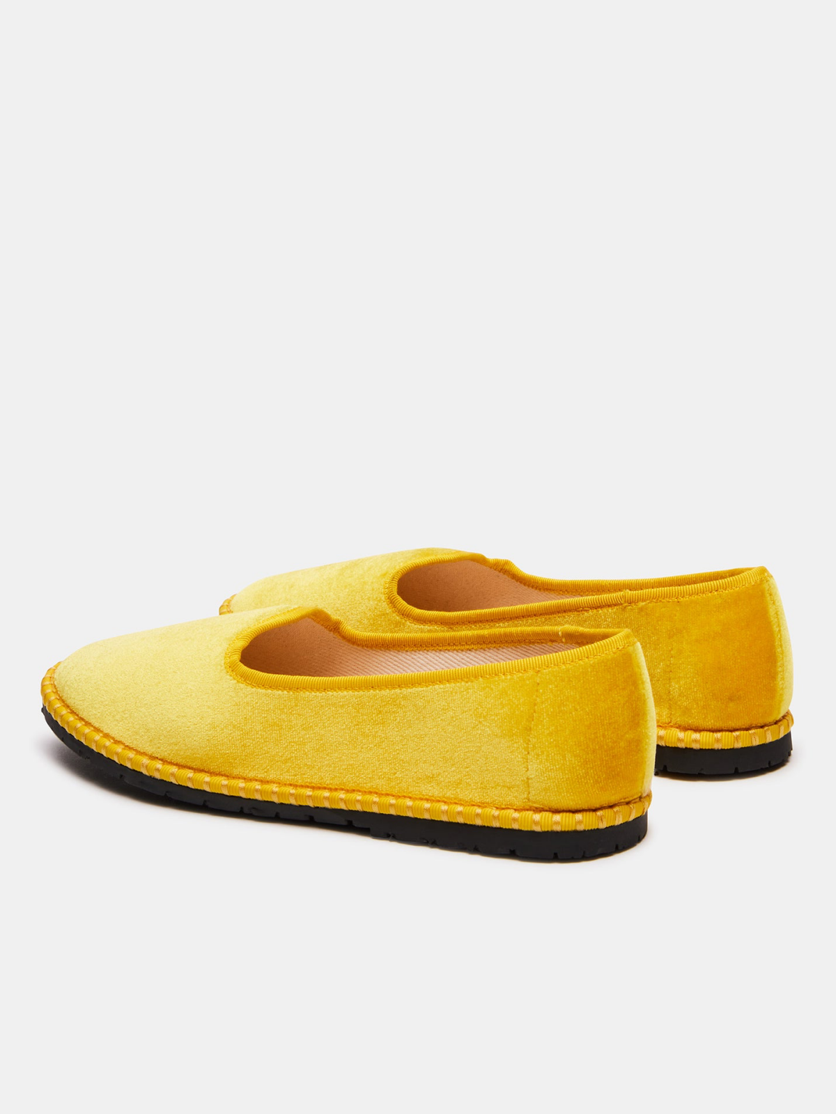 Velvet Round-Toe Slip-On Soft Loafer Flats - Yellow