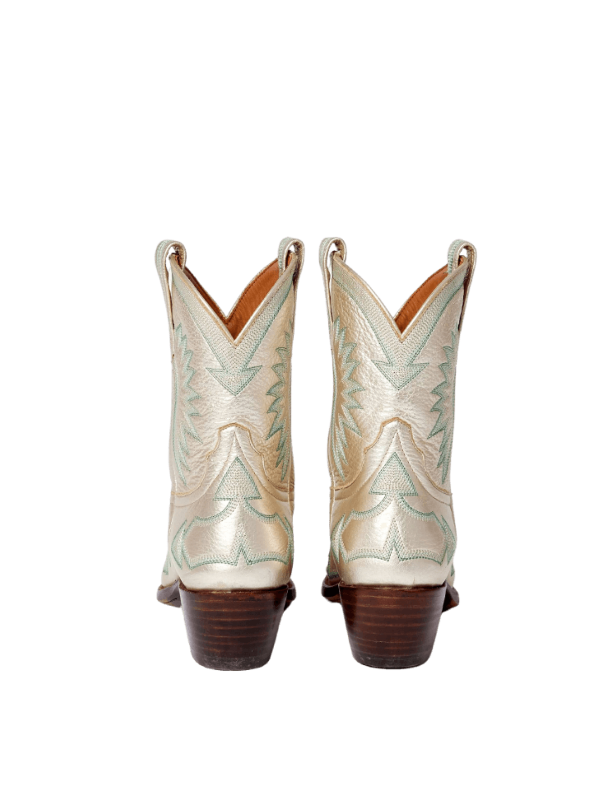 Metallic Embroidery Snip-Toe Wide Mid Calf Cowgirl Boots - Light Champagne