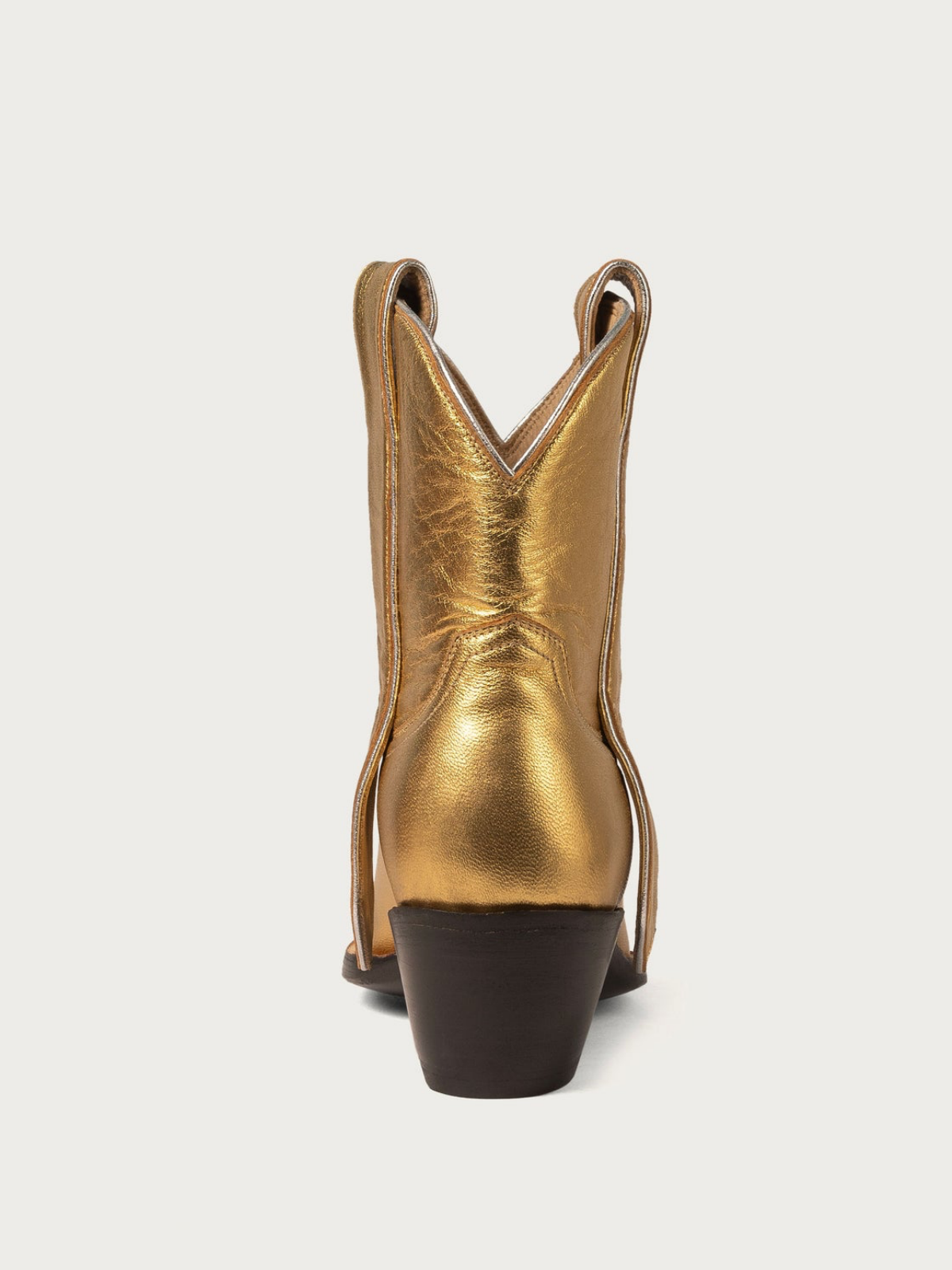 Metallic Gold Snip-Toe Elongated Mule Ear Pull Wide Mid Calf Boots