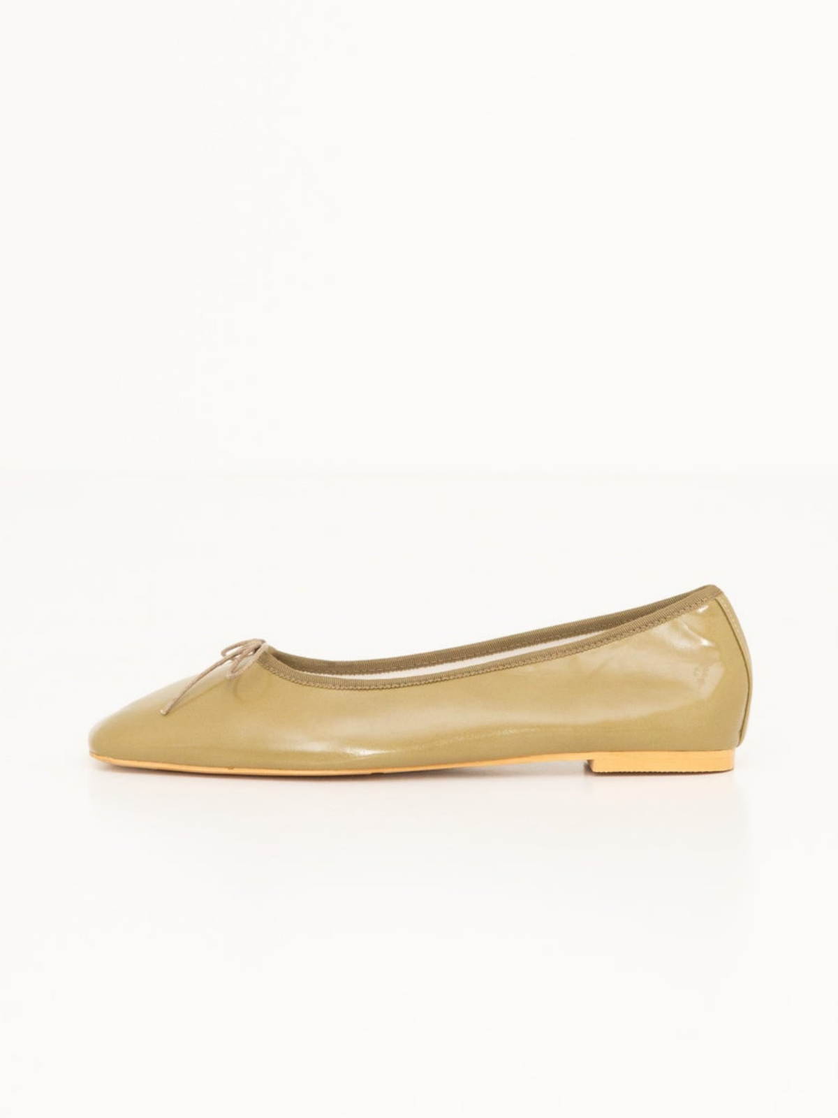 Yellow Vegan Leather Bow Ballet Flats With Square Toe