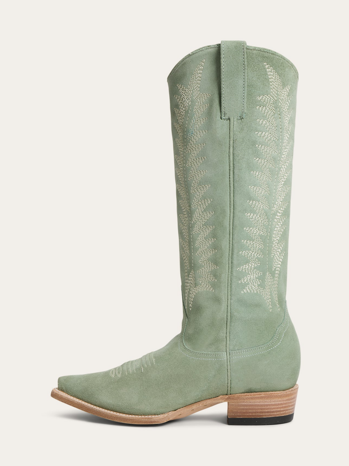 Aqua Faux Suede Snip-Toe Classic Embroidery Wide Mid Calf Tall Cowgirl Boots