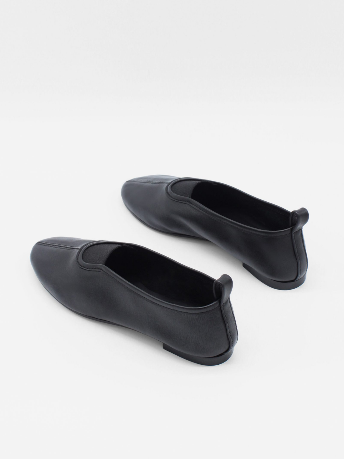 Black Round-Toe Slip-On Flat Shoes For Women