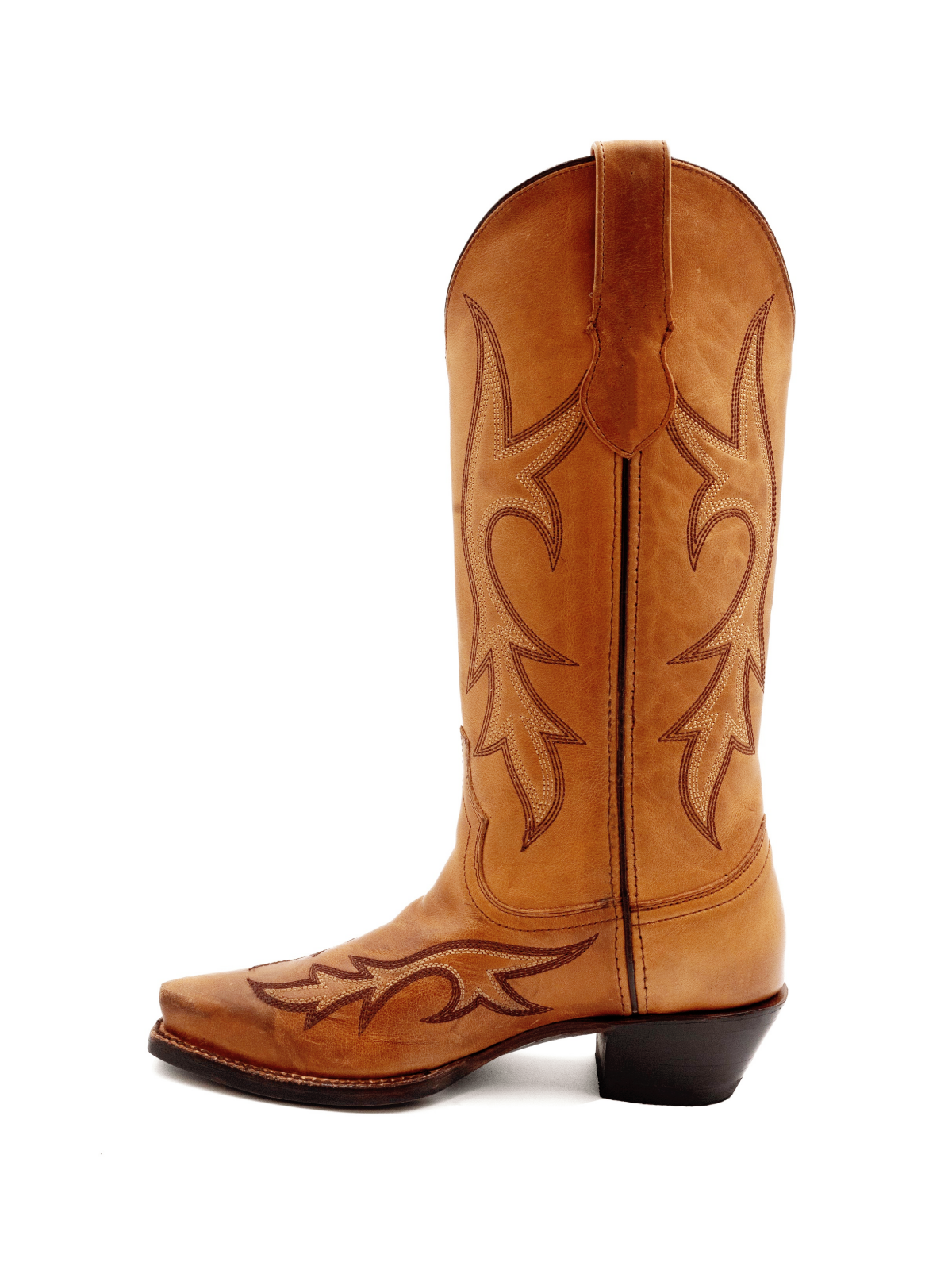 Brown Embroidery Snip-Toe Wide Mid Calf Western Boots Cowgirl Tall Boots