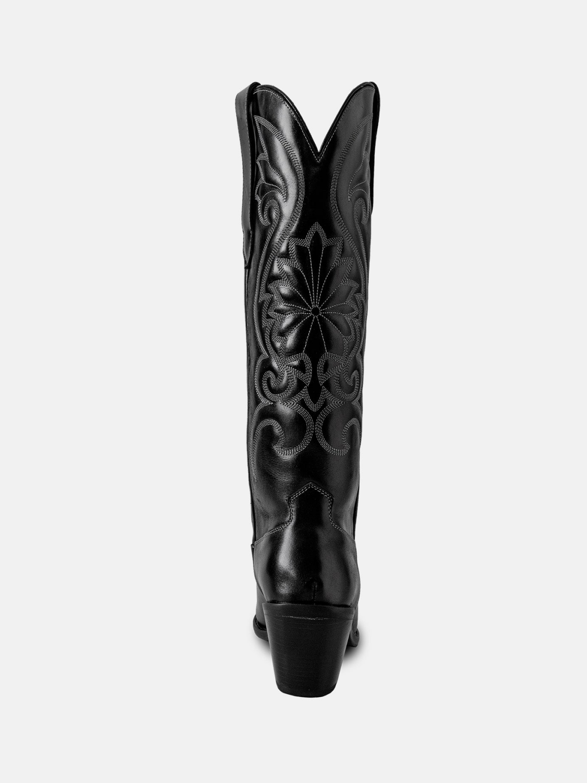 Fancy Embroidery Snip-Toe Wide Mid Calf Cowgirl Boots - Black