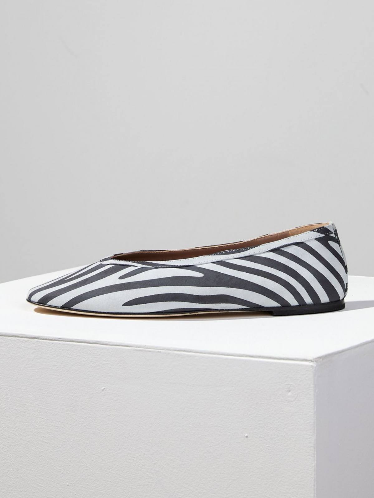 Zebra Stripe Square Toe Slip-On Ballet Flats