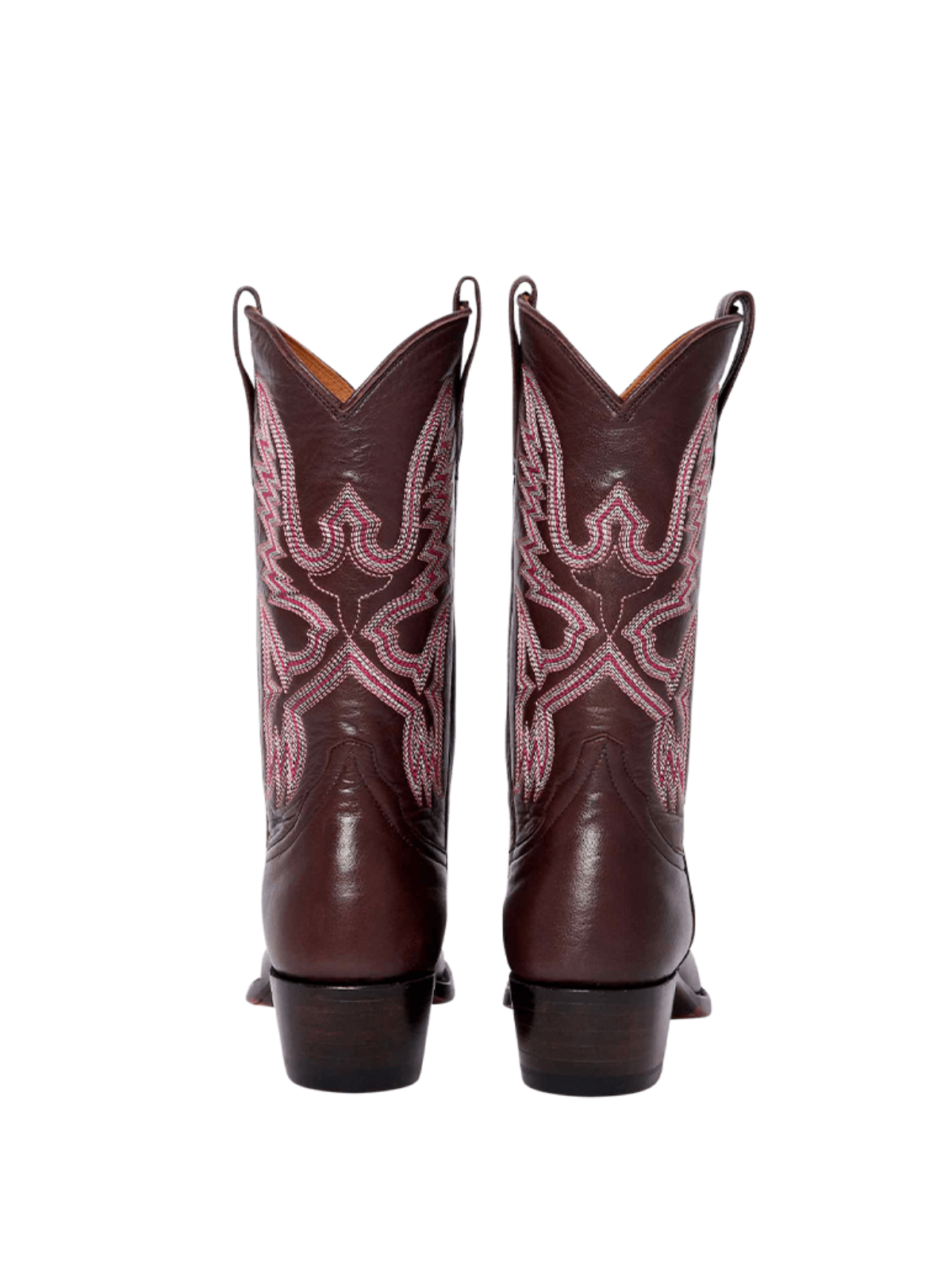 Almond-Toe Classic Western Embroidery Wide Mid Calf Cowgirl Boots - Wine Red