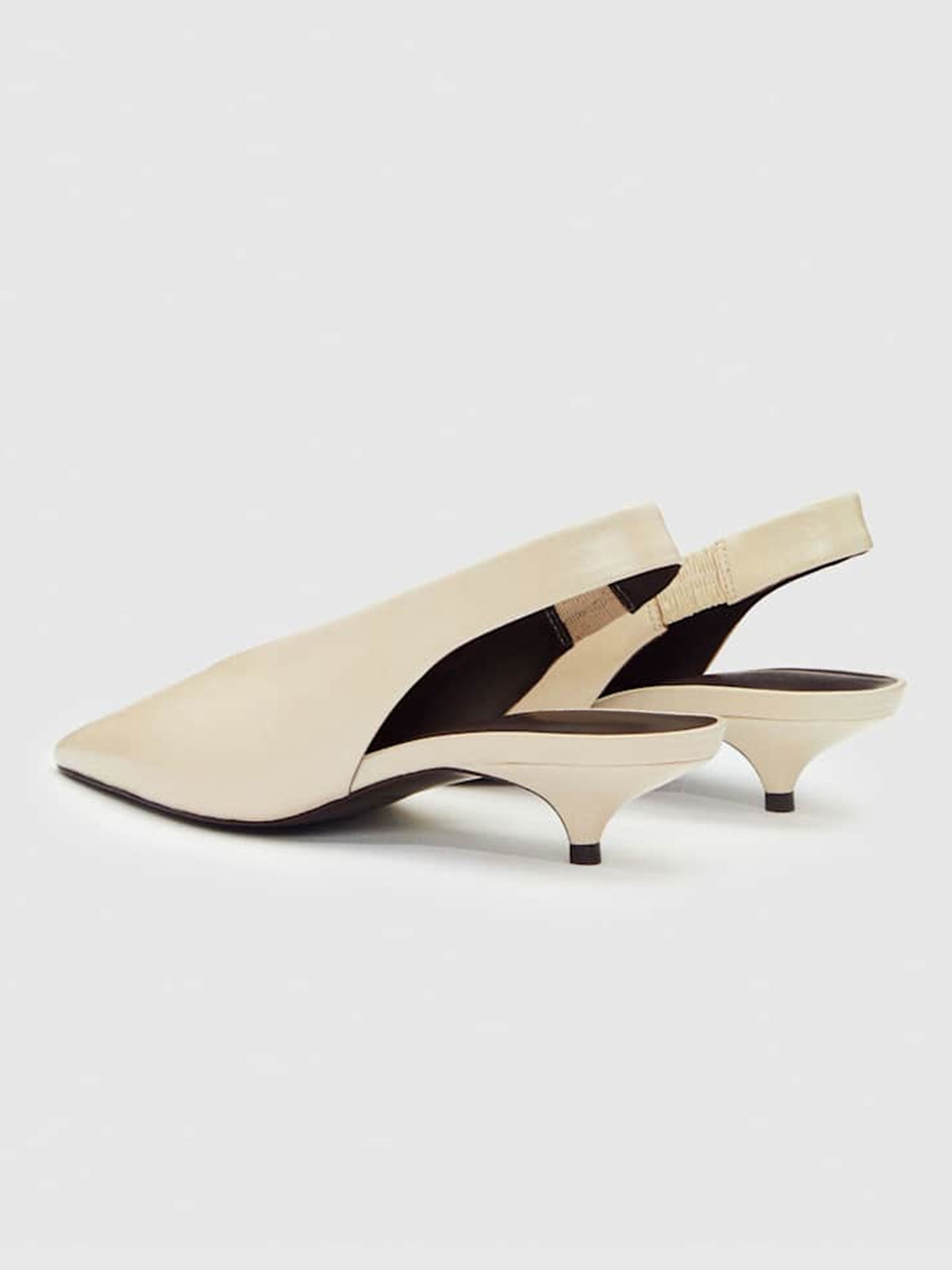 Bone Pointed-Toe Slingback Simple Kitten Heels