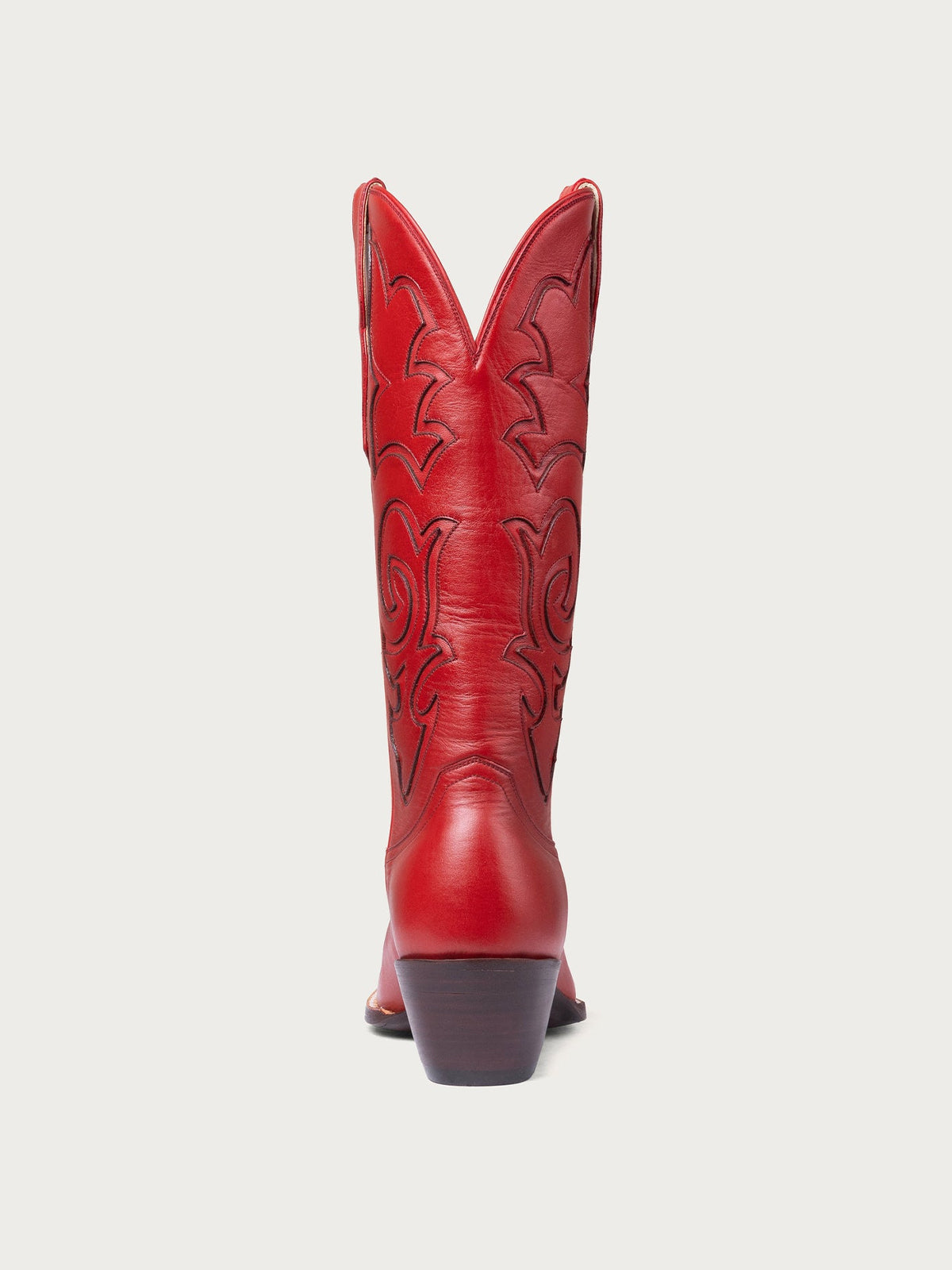 Red Snip-Toe Stylish Inlay Classic Mid Calf Cowgirl Boots