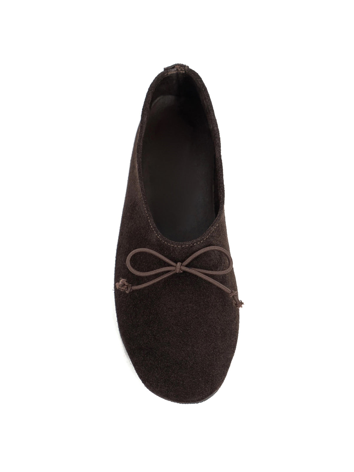 Coffee Cow Suede Round-Toe Front Bow Slip-On Flats