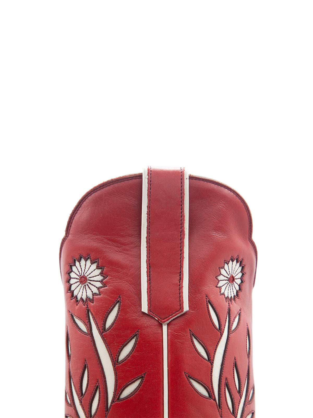 Red Pointed-Toe White Sunflower Inlay Wide Calf Knee High Cowgirl Boots