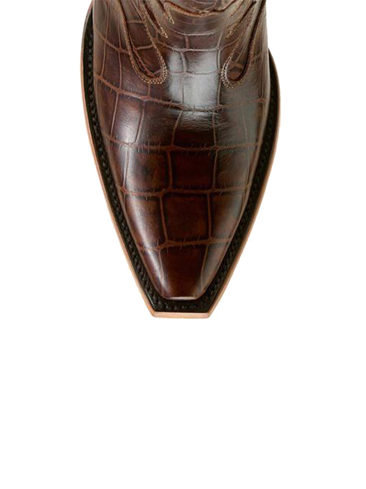 Coffee Stone-Print Snip-Toe Full-Zip Ankle Cowgirl Boots