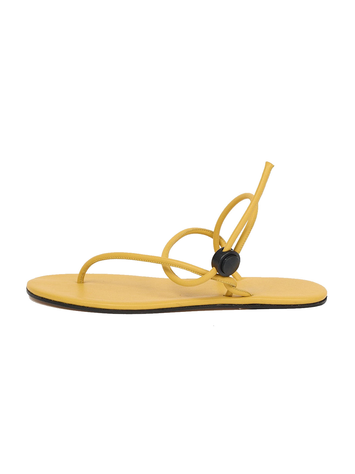 Yellow Round-Toe Flip-Flops String Detail Slip-On Flats