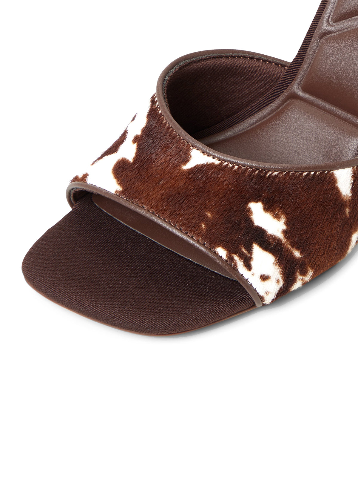 Cow Print Open Square-Toe Backless High Heels