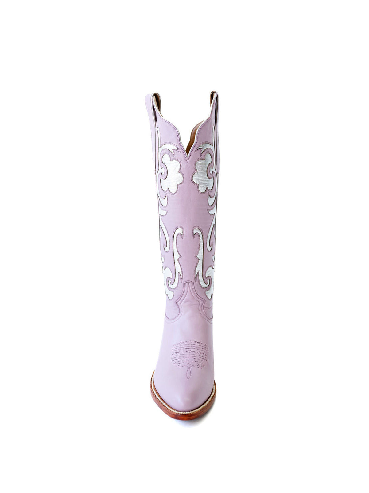 Lavender Almond-Toe Inlay Wide Mid Calf Cowgirl Boots