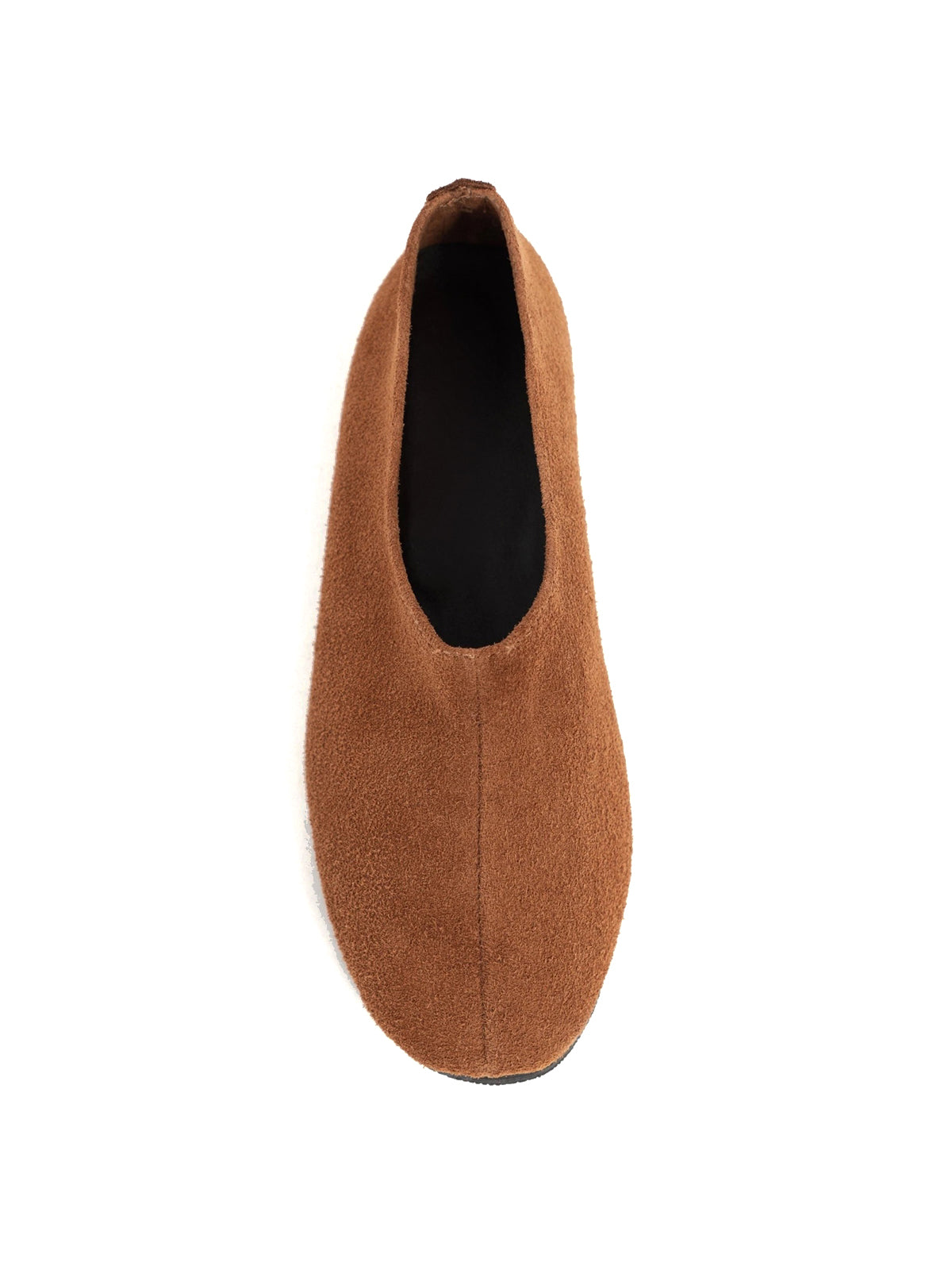Brown Cow Suede Round-Toe Slip-On Simple Flats
