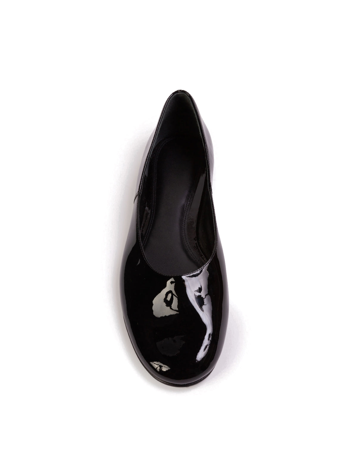 Patent Black Round-Toe Slip-On Ballet Flats