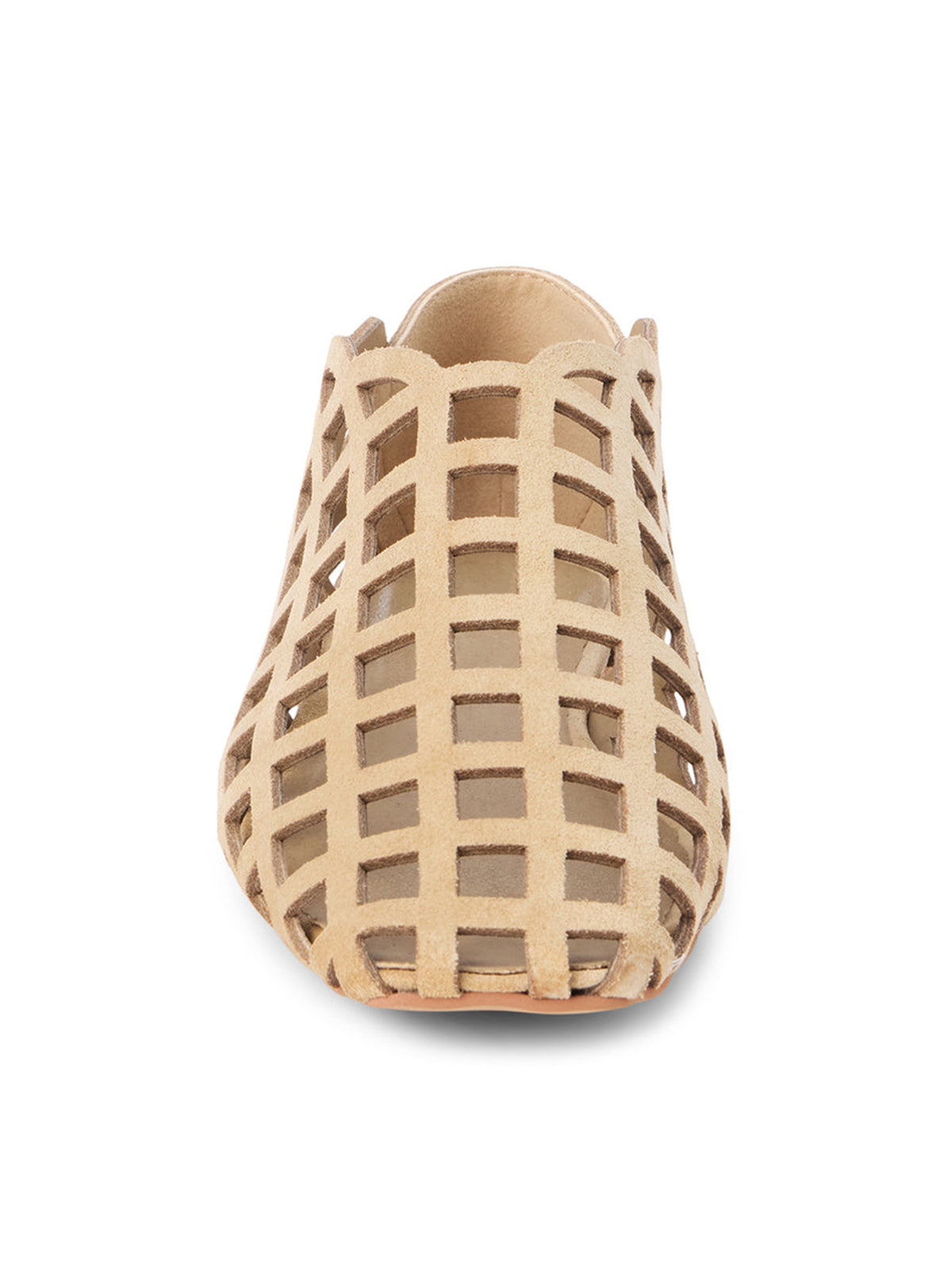 Nude Faux Suede Square-Toe Chic Cutout Simple Flats