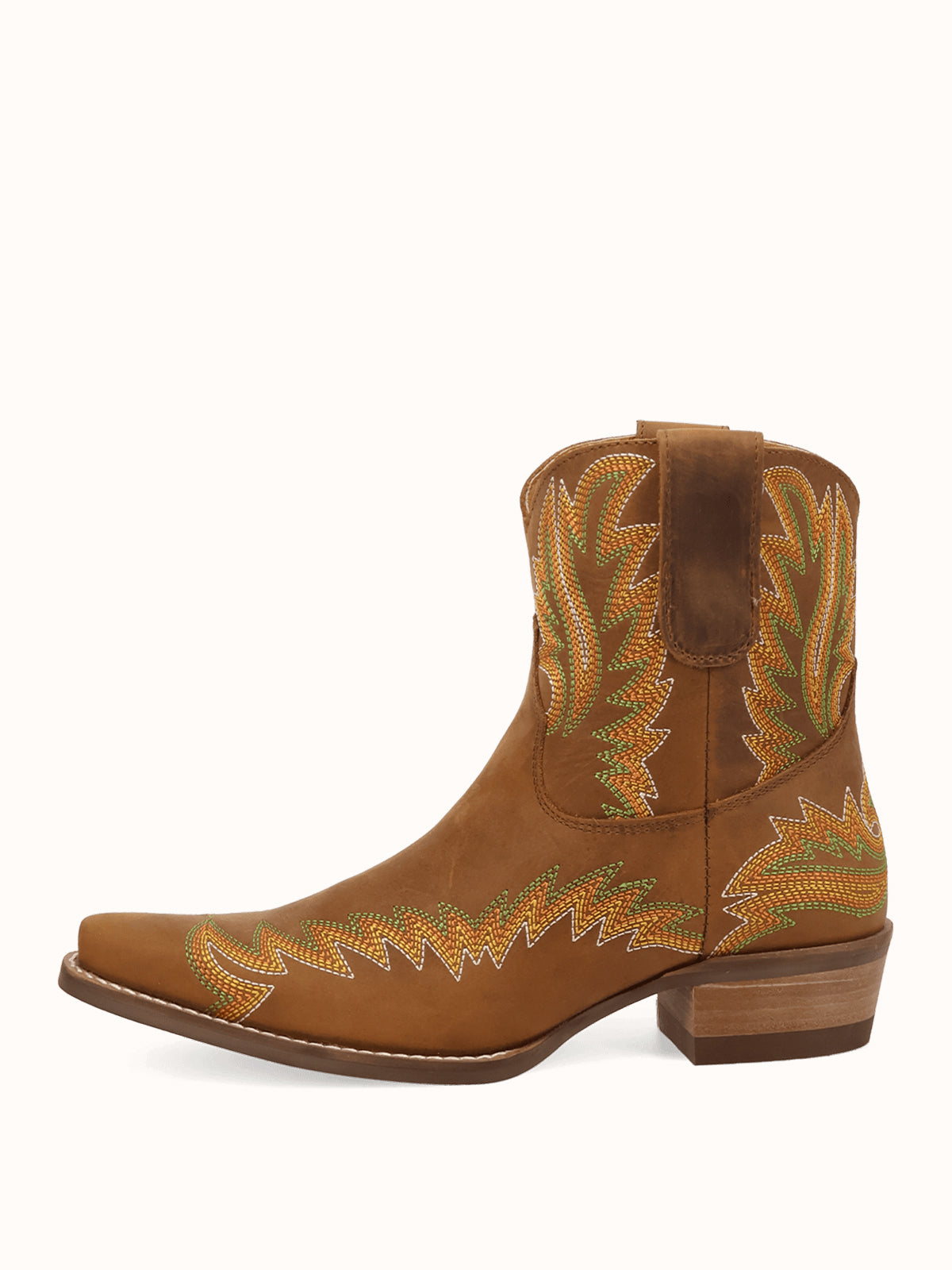 Brown Snip-Toe Chic Flame Embroidery Sleek Ankle Cowgirl Boots