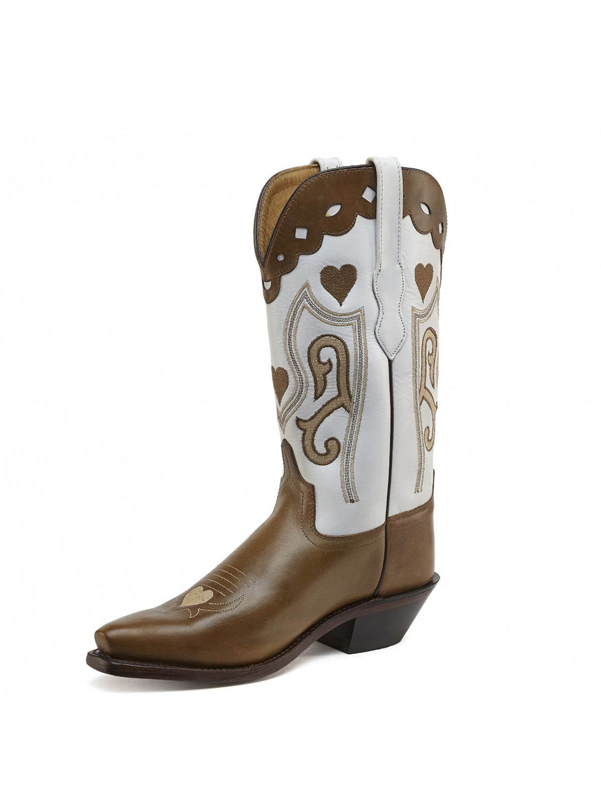 Brown Snip-Toe Applique Cowgirl Wesern Mid Calf Boots