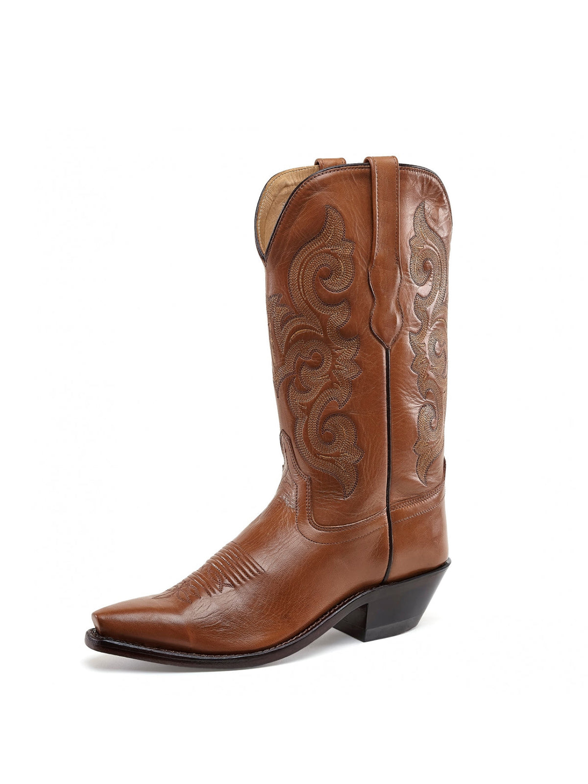Brown Snip-Toe Exquisite Embroidery Cowgirl Mid Calf Western Boots