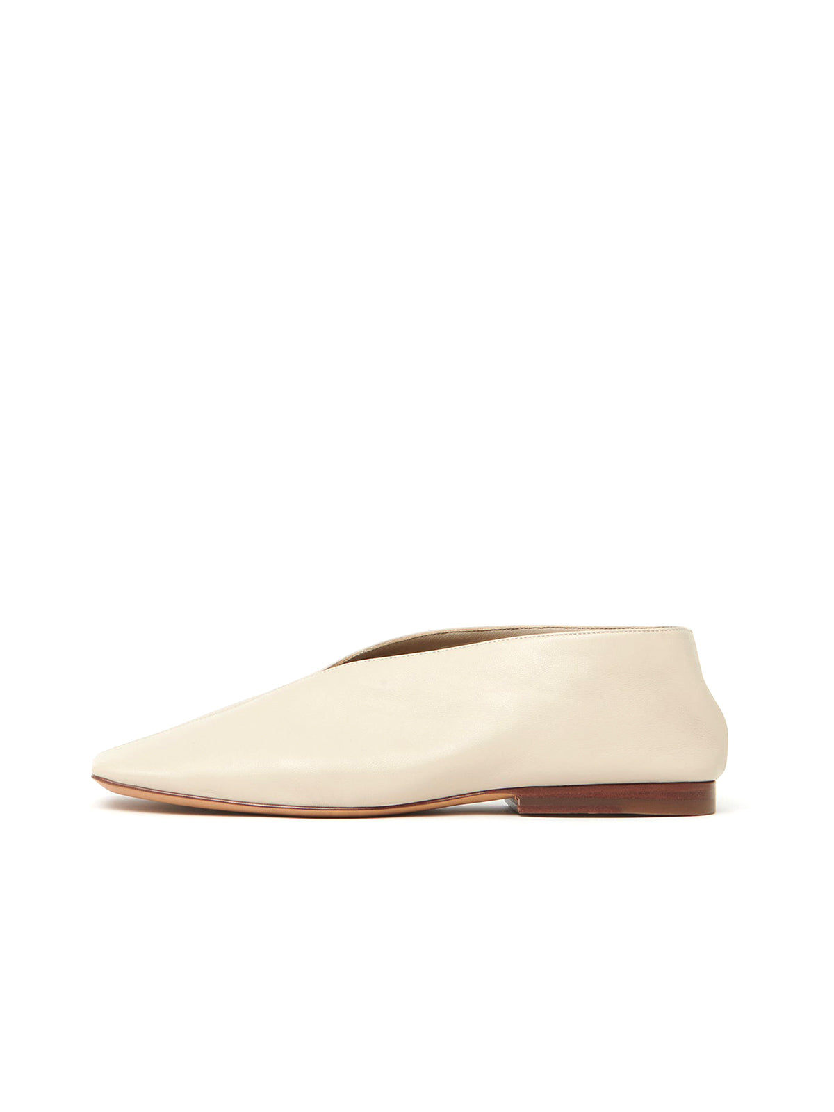 Bone Square-Toe V-Cut Vamp Simple Flats
