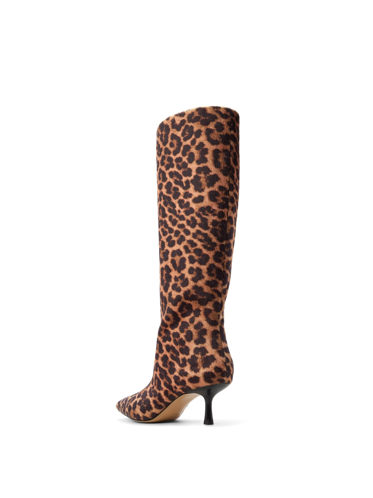 Leopard Faux Suede Pointed-Toe Wide Calf Knee High Stiletto Boots