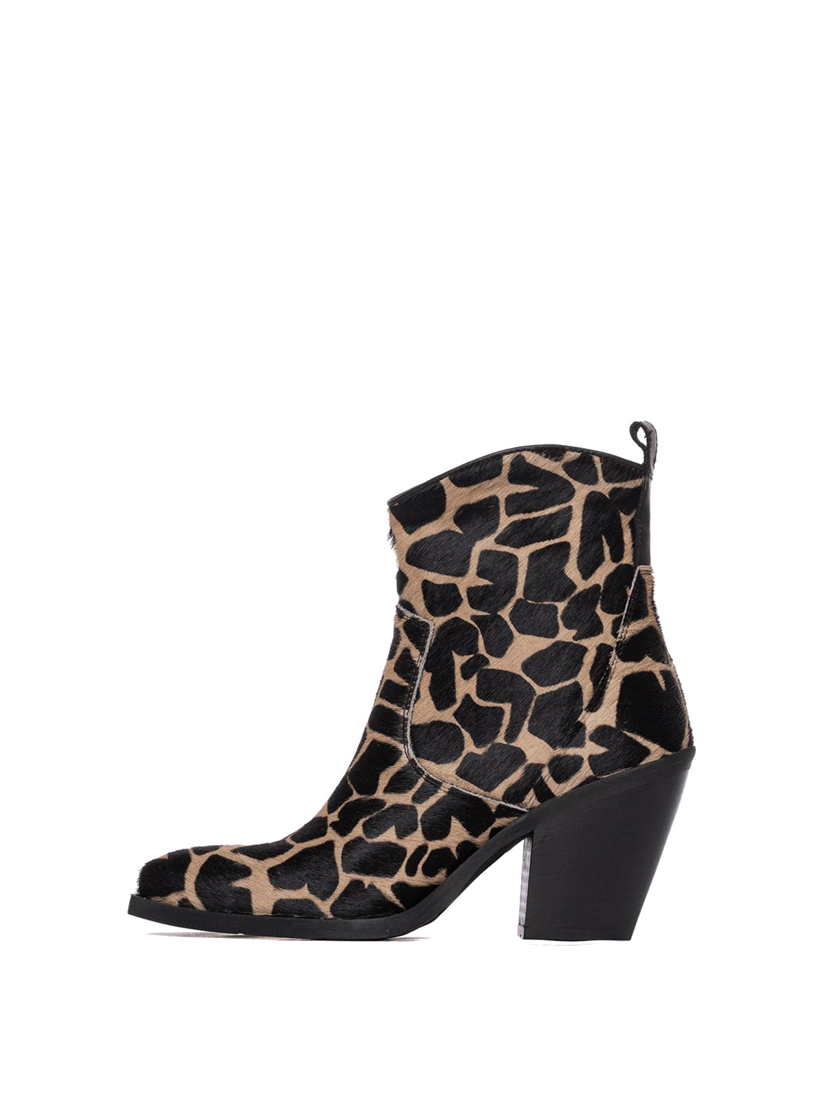 Dark Leopard Pony Hair Snip-Toe Full-Zip Ankle Cowgirl Boots