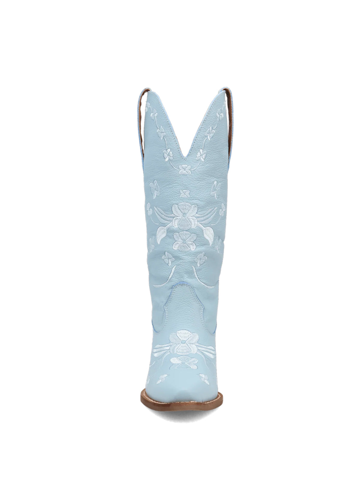 Flowers Embroidery Snip-Toe Mid Calf Cowgirl Boots - Blue