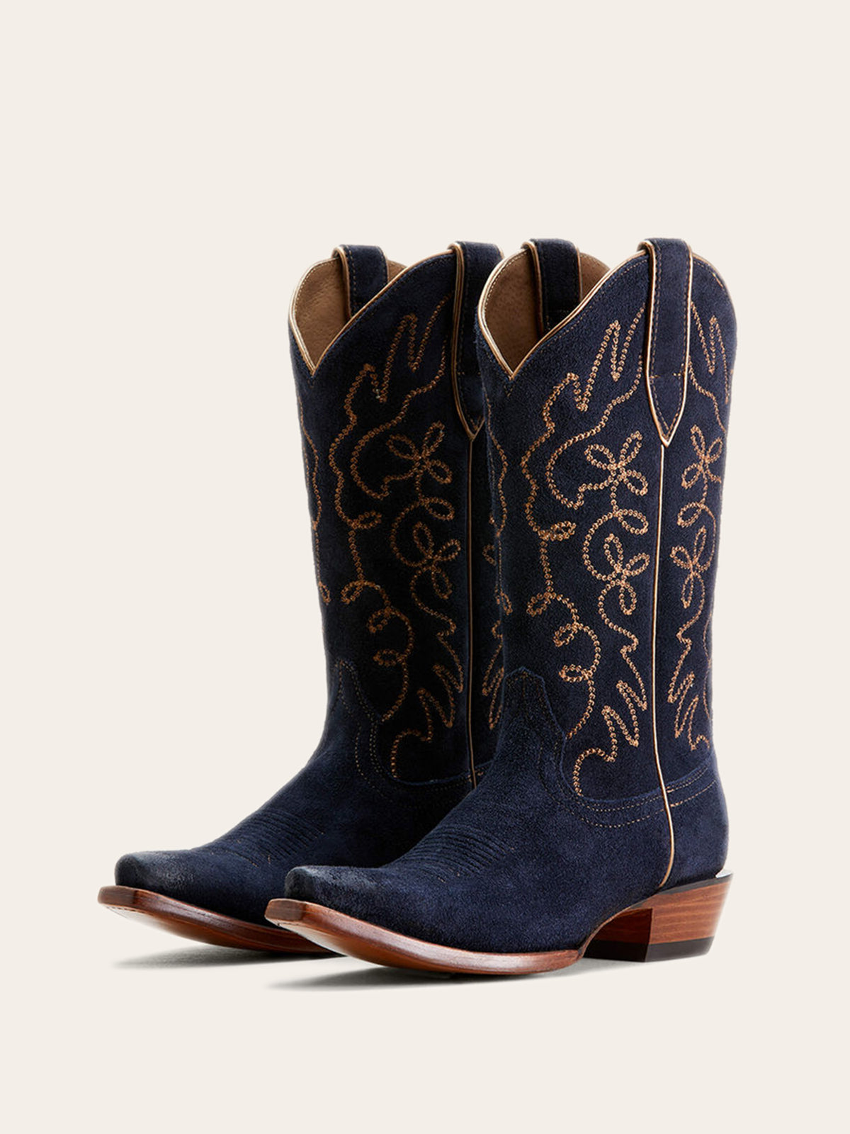 Faux Suede Embroidery Snip-Toe Wide Mid Calf Cowgirl Boots - Dark Blue