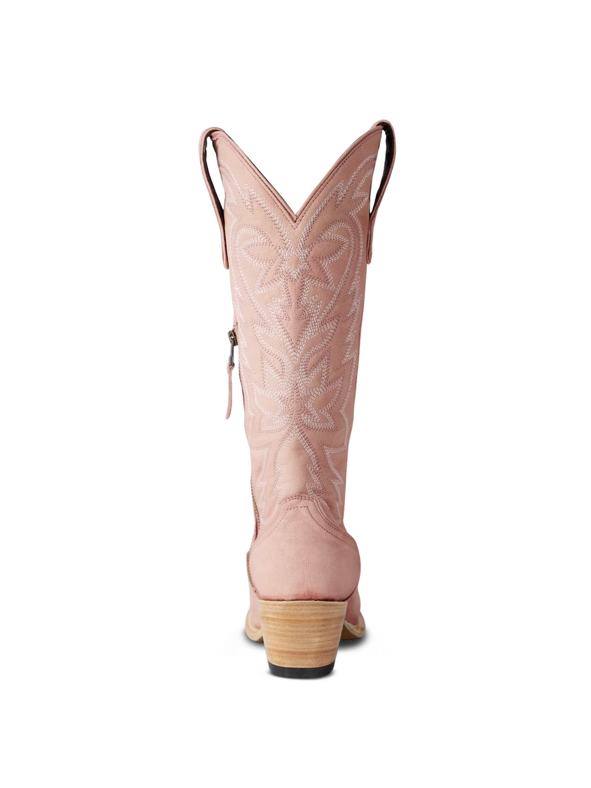 Western Snip-Toe Embroidery Classic Knee High Half-Zip Cowgirl Boots - Blush Pink