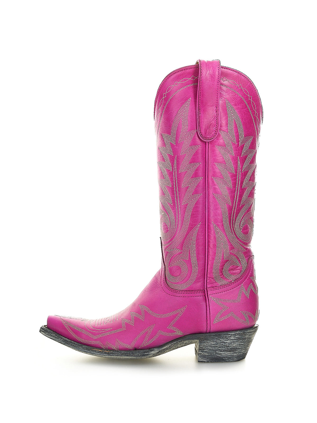 Chic Embroidery Snip-Toe Classic Mid Calf Cowgirl Boots - Pink