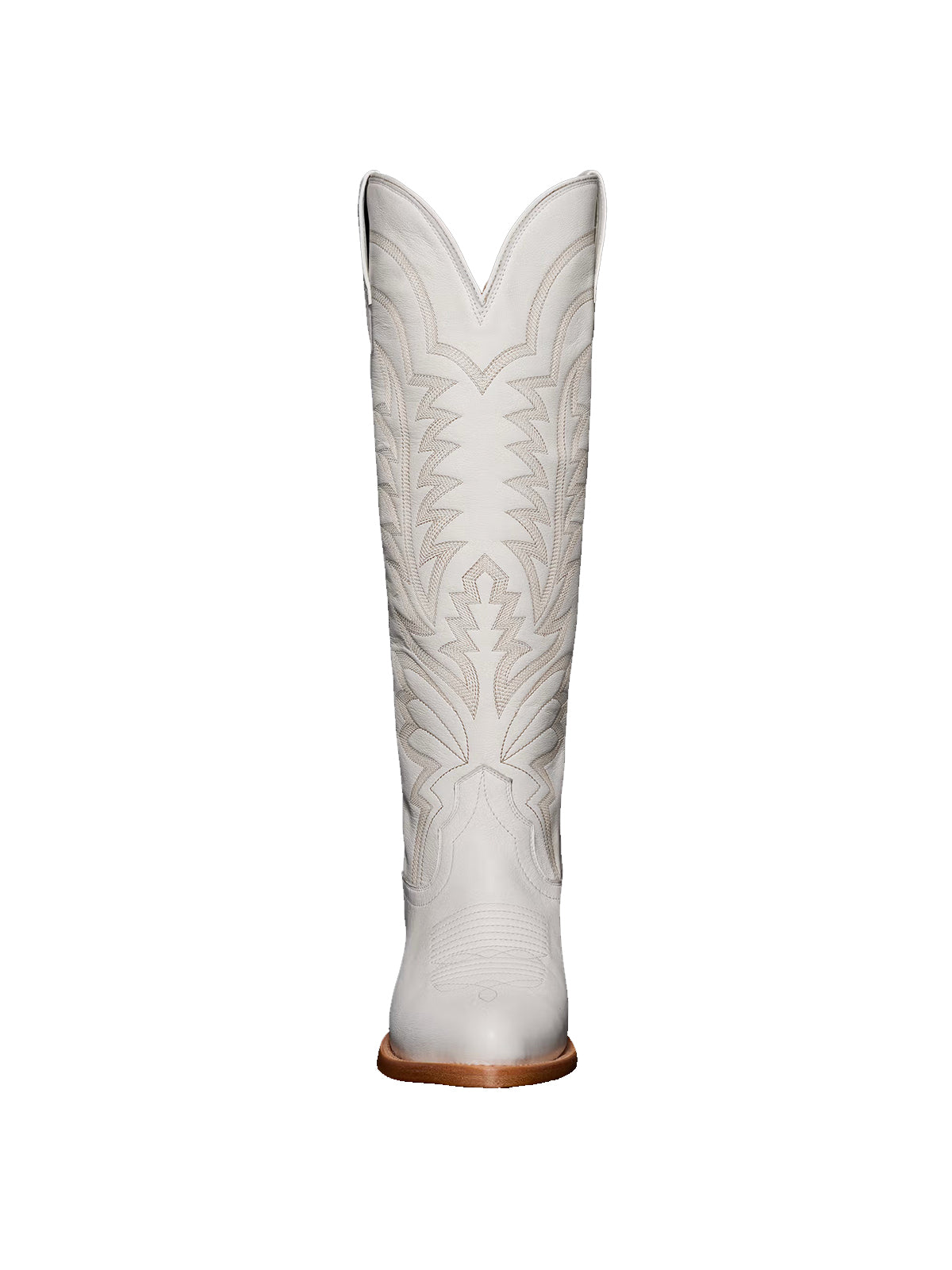 Western Embroidery Almond-Toe Tall Knee High Cowgirl Boots - White
