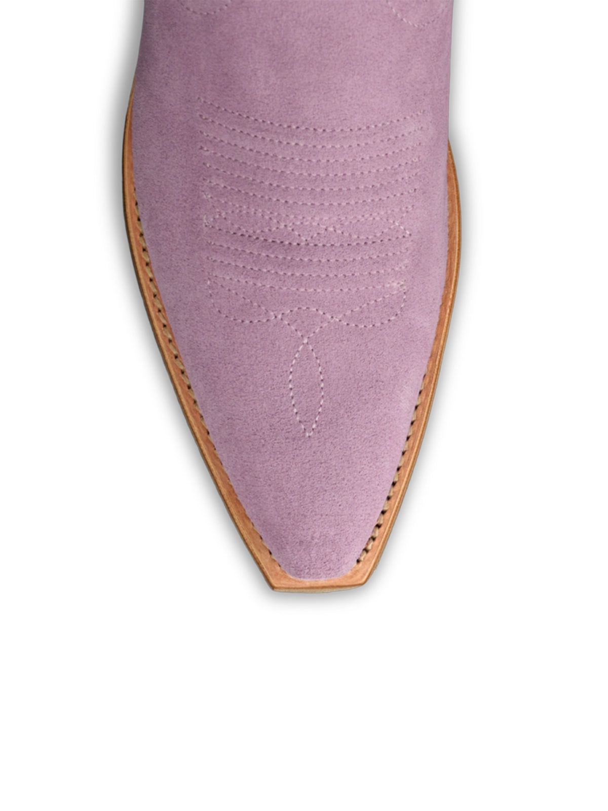 Lavender Faux Suede Snip-Toe Stitch Classic Wide Calf Knee High Cowgirl Boots