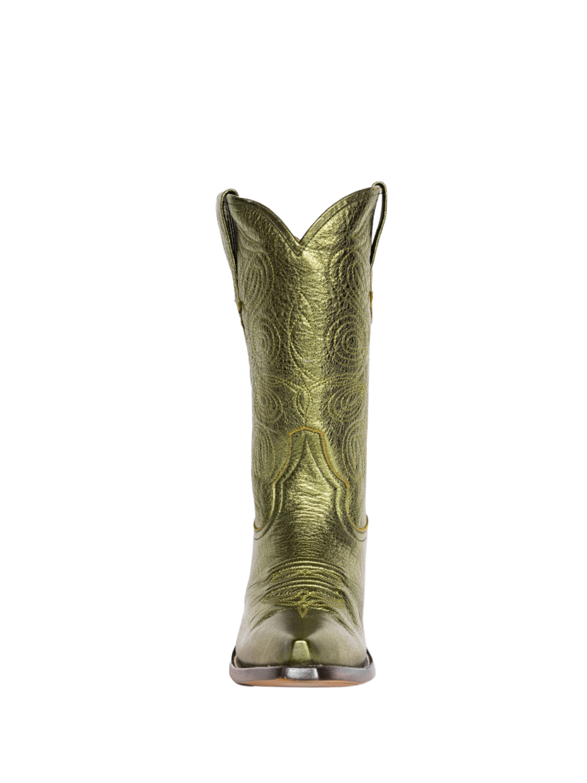 Olive Green Metallic Embroidery Cowgirl Boots Wide Calf Western Boots