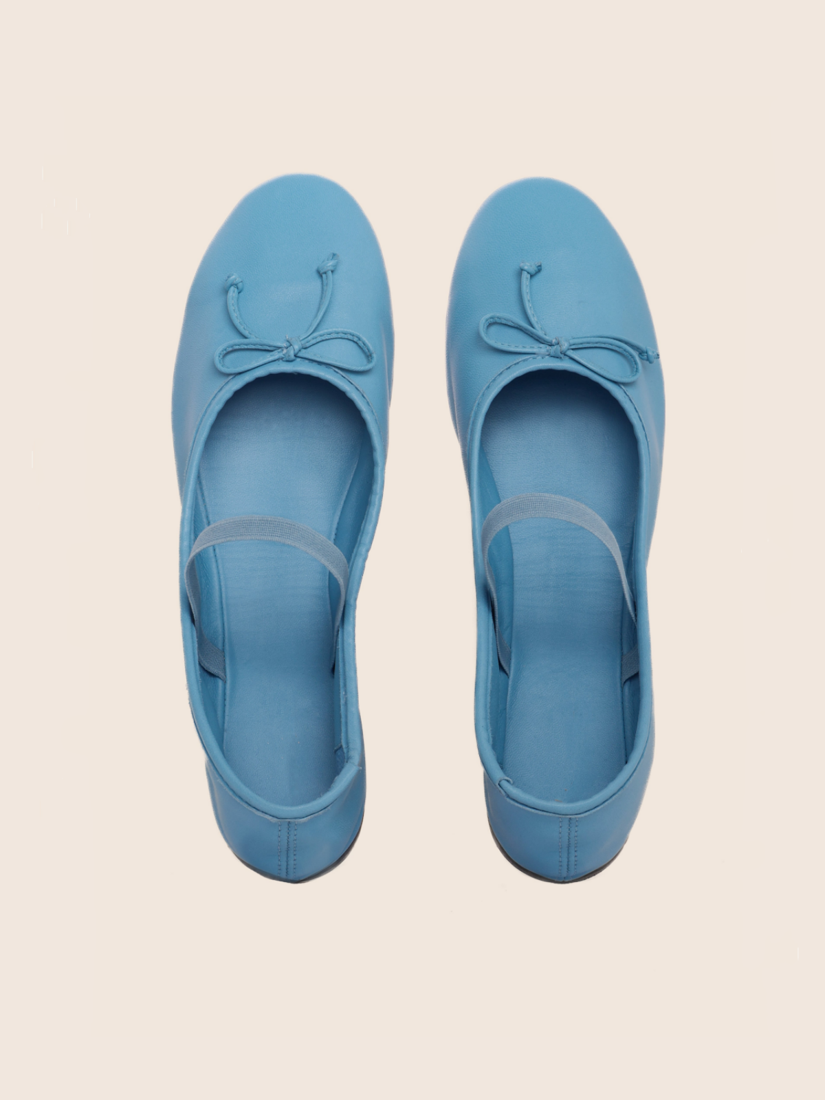 Sky Blue Bow Ballet Flats Mary Janes With Elastic Band