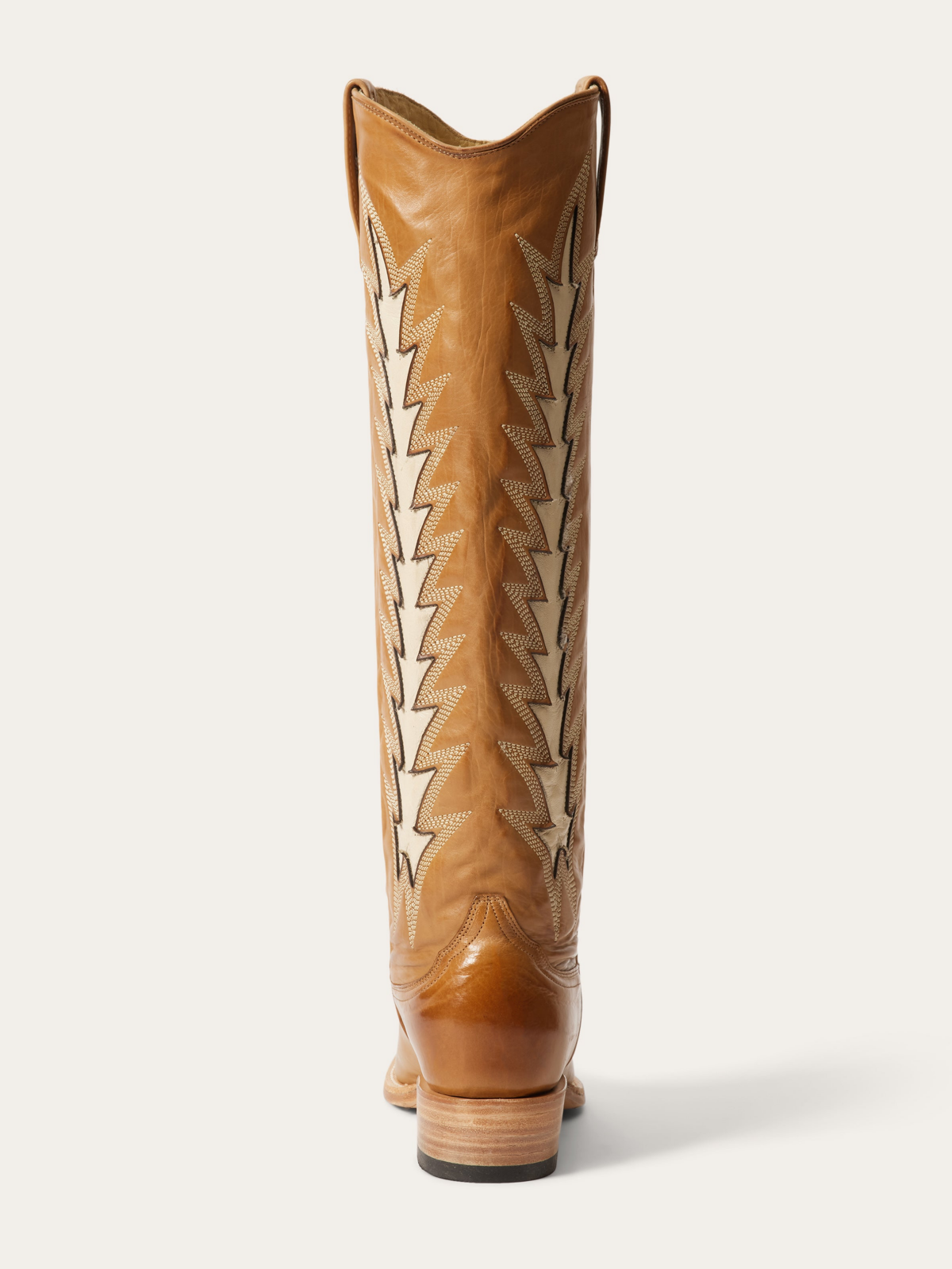 Brown Snip-Toe Inlay Embroidery Wide Calf Tall Knee High Cowgirl Boots